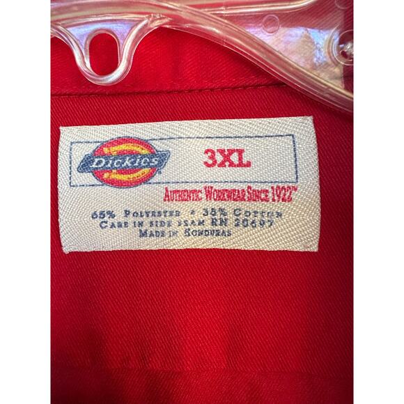 Dickies Short Sleeve Work Shirt-Red-Size 3XL - Picture 2 of 5
